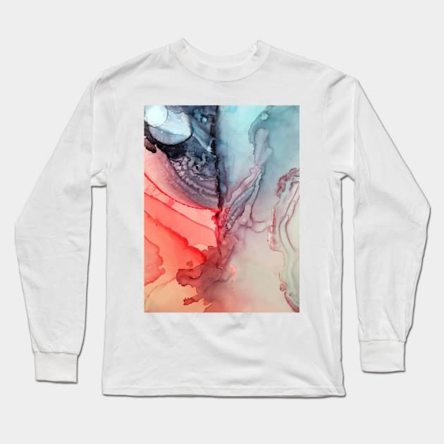 Undertown Meets Lava- Alcohol Ink Painting Long Sleeve T-Shirt by Elizabeth Karlson Art